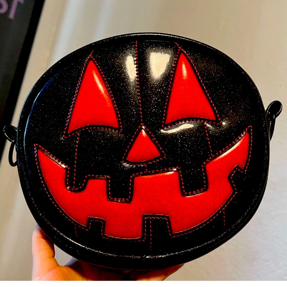 Love Pain & Stitches Hand Crafted Small Black Glitter & Red Glitter Happy Face!